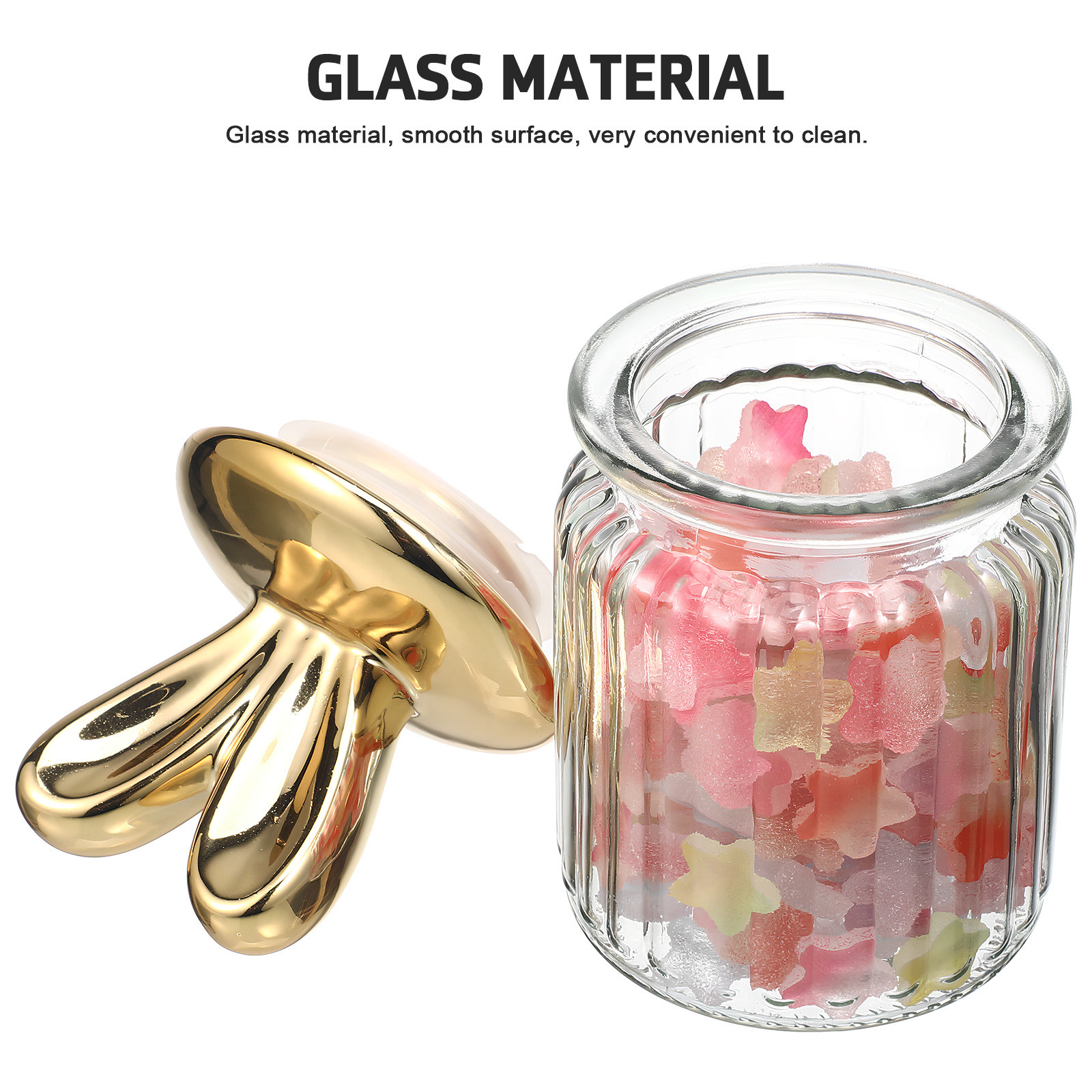 ウサギの耳型キャップ付きガラス保存瓶 1個 キッチン食品密封 - Food Storage Set Glass のレビューと価格