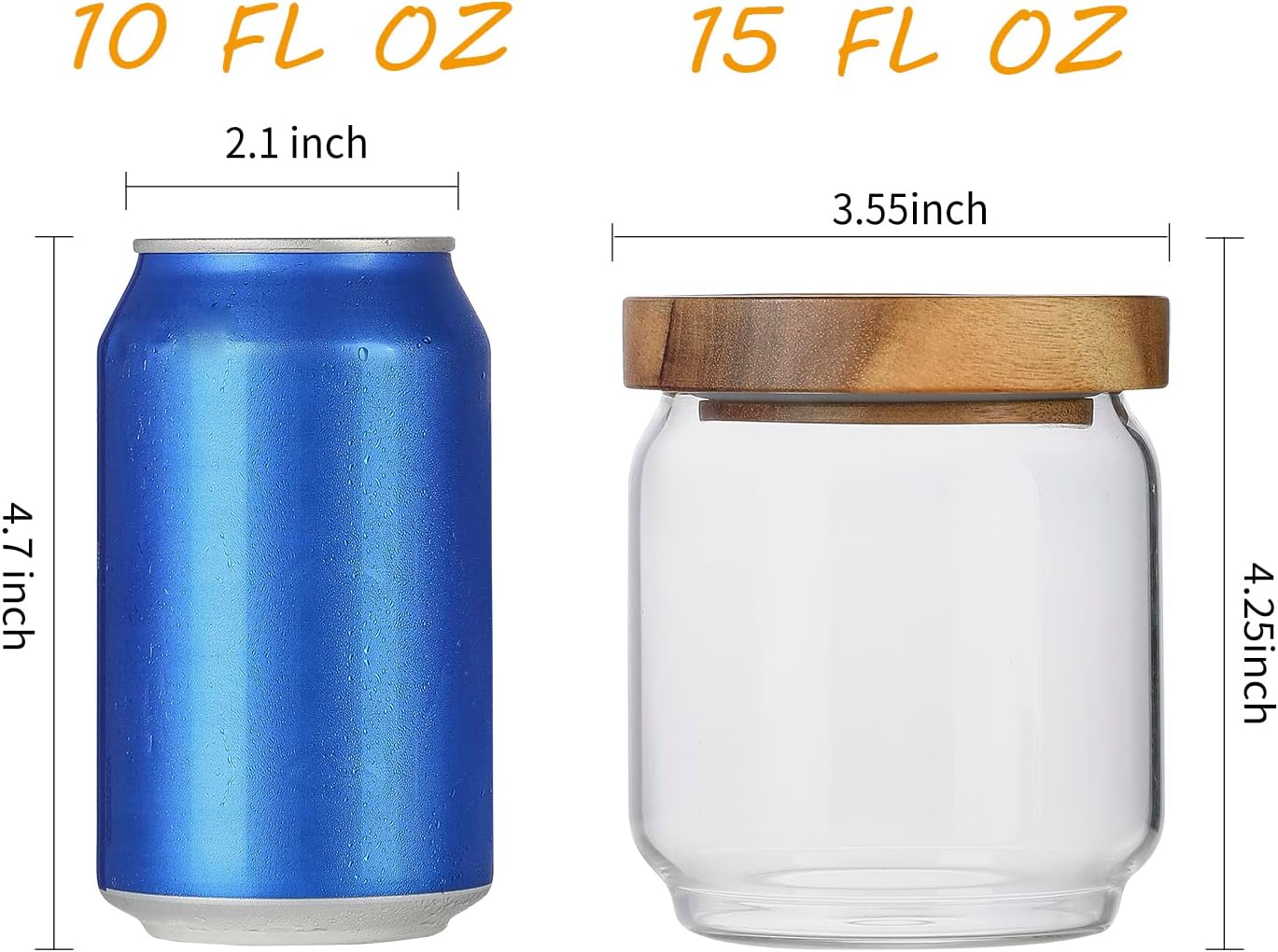 4個セット 15オンス クリアガラスジャー 気密木製蓋付き、 - Food Storage With Glass Lids のレビューと価格