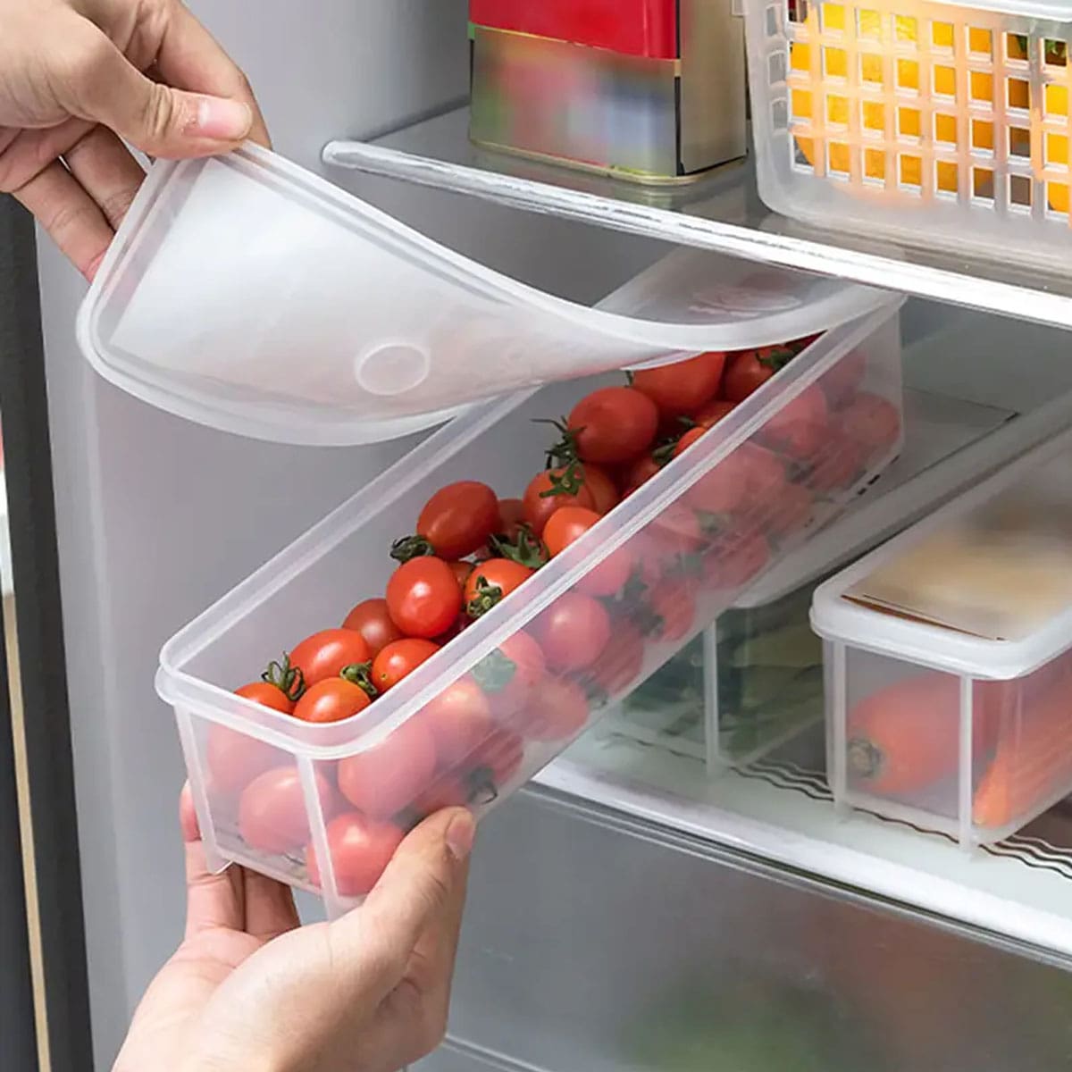 1つのプラスチック製透明収納ボックス、蓋付き冷蔵庫用食品保存 - Food Storage For Refrigerator のレビューと価格