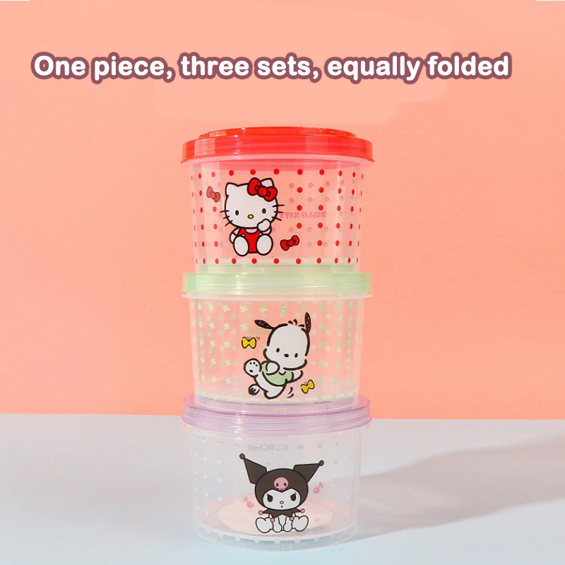 キティ弁当箱セット 3個入り 可愛い重ねて使える蓋付き丸型ラ - Food Storage Containers B&M のレビューと価格